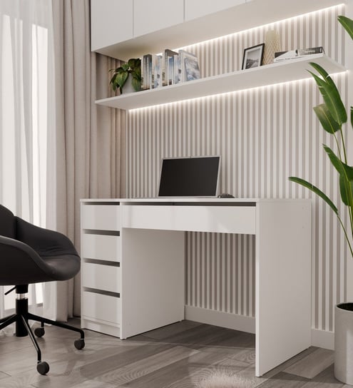 Biurko ARTO BIAŁE 120 CM 5 Szuflad Szafka Nowoczesne Do Pracy Domu ...