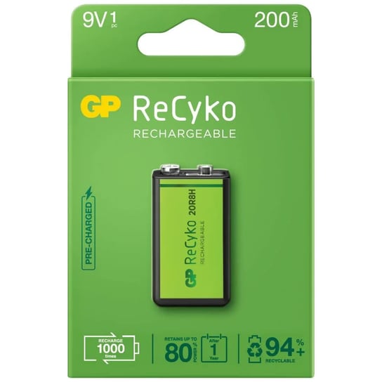 1 Akumulatorek 6F22 / 9V Gp Recyko 200Mah GP Bateries