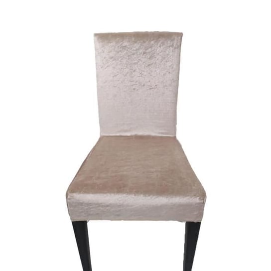 1 Beżowy aksamitny pokrowiec na krzesło Wymiary – jeden rozmiar M'DECO