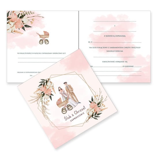 10 szt Zaproszeń na ślub i chrzest 2w1 z kopertą 63218_10 Forum Design Cards