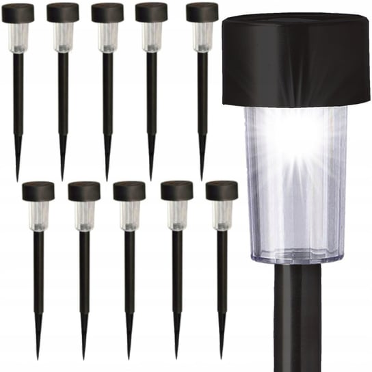 10 x Lampa LAMPKI SOLARNE słupek ogrodowe czarne JUMI