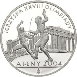 10 Złotych 2004 Igrzyska XXVIII Olimpiady, Ateny 2004 - szermierka Mennicza (UNC) Narodowy Bank Polski