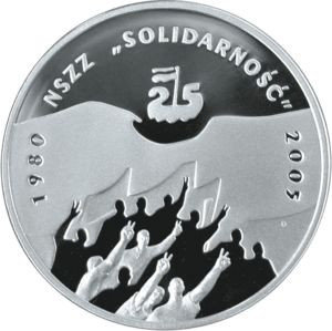 10 Złotych 2005 25. rocznica utworzenia NSZZ Solidarność Mennicza (UNC) Narodowy Bank Polski