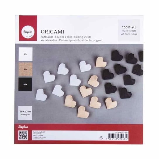 100 arkuszy do origami - RAHYER - 20 x 20 cm - Kolory beżowy, czarno-biały - 80g/m2 Inna marka