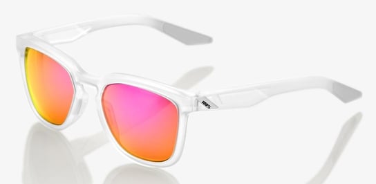 100% Okulary, Hudson Matte Translucent Crystal Clear - Purple Multilayer Mirror Lens (Szkła Fioletowe Lustrzane Wielowarstwowe, przepuszczalność światła 24%) 100%