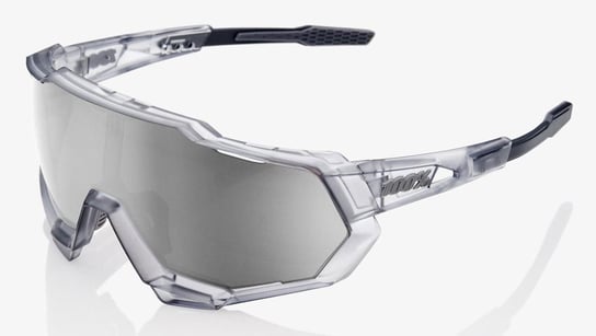 100% Okulary, Speedtrap Matte Translucent Crystal Grey - HiPER Silver Mirror Lens (Szkła Srebrne Lustrzane, przepuszczalność światła 13% + Szkła Przeźroczyste, przepuszczalność światła 93%) 100%