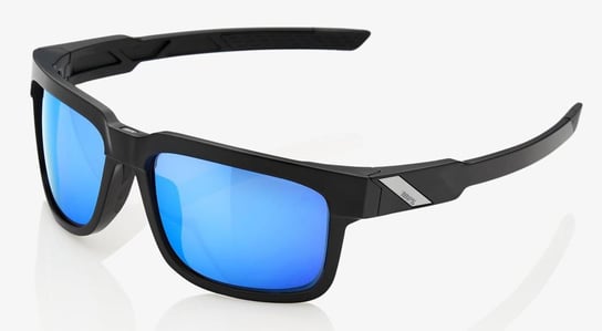 100% Okulary, TYPE-S Matte Black - HiPER Blue Multilayer Mirror Lens (Szkła Niebieskie Lustrzane Wielowarstwowe, przepuszczalność światła 15%) 100%