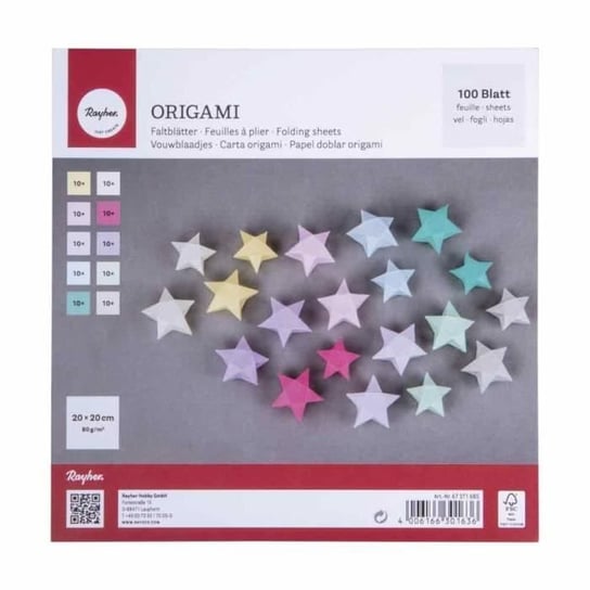 100 pastelowych arkuszy origami 20x20cm - RAHYER - 80g/m2 - mieszane Inna marka