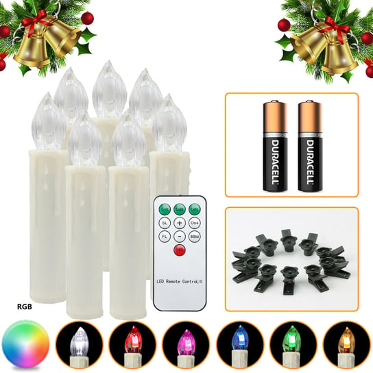 100x świece LED ŚWIADEK świąteczne Święta Wodoodporne z funkcją licznika świece RGB ciepłe białe+białe+RGB z baterią Einfeben