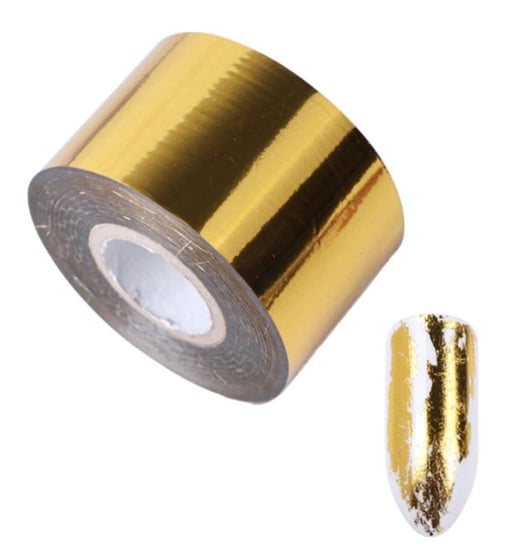 1018 Mirror Gold efekt lustra folia transferowa kolor złoty - folia do zdobień lakierów hybrydowych, żeli uv i akrylu (arkusz cm: 25x4) AlleBeauty