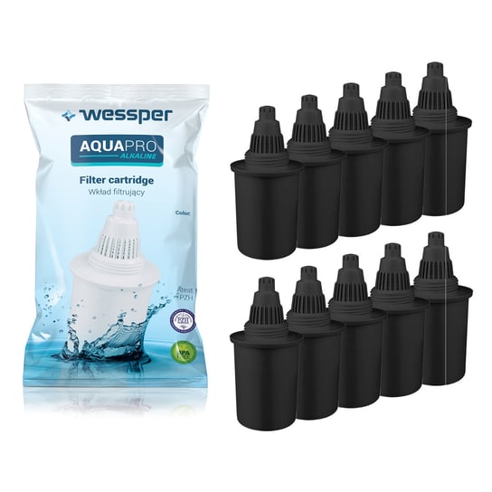 10X Filtr Wody Do Dzbanka Wessper Aquapro Alkaline, Czarny Wessper