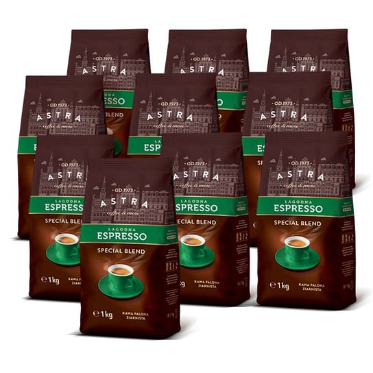 10x Kawa Astra Łagodna Espresso ziarnista 1kg ASTRA COFFEE & MORE