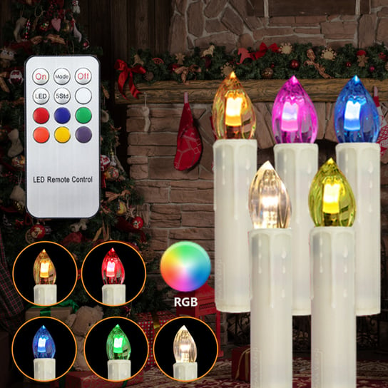 10x świece LED LED ŚWIADEK świąteczne świąteczne dekorację lekki łańcuch RGB z timerem ciepłą białą+rgb Einfeben