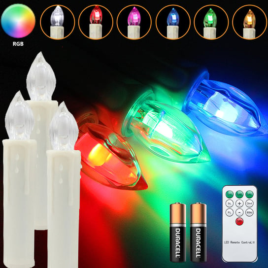 10x świece LED ŚWIADEK świąteczne Święta Wodoodporne z funkcją licznika świece RGB ciepłe białe+białe+RGB z baterią Einfeben
