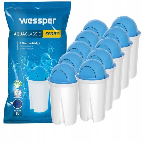 10X Wessper Aquaclassic Sport- Filtr/Wkład Do Dzbanków: Brita, Aquaphor, Wessper, Dafi (Zamiennik) Wessper
