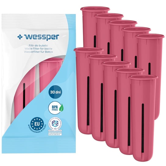 10X Wessper Zamienny Wkład Filtrujący Do Butelek Dafi (Zamiennik) Różowy Wessper