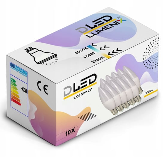 10x Żarówka LED E27 750lm 8W Świeczka neutralna Lumenix DLED