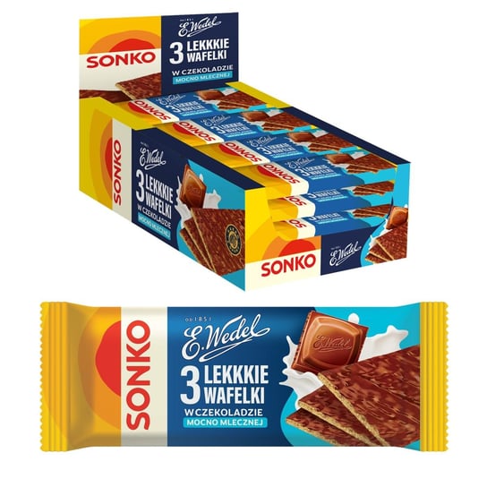 11x SONKO 3 Lekkie wafelki w czekoladzie mocno mlecznej E.Wedel 36g Inna marka