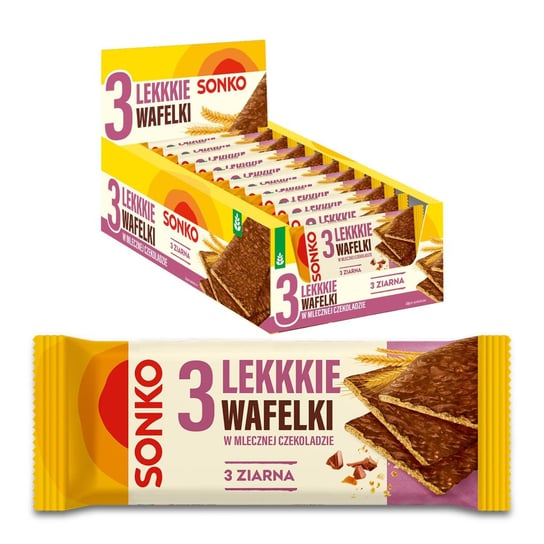 11x SONKO Lekkie Wafelki 3 ziarna w czekoladzie mlecznej 36g Sonko