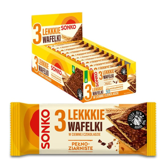 11x SONKO Lekkie Wafelki pełnoziarniste w czekoladzie 36g Inna marka