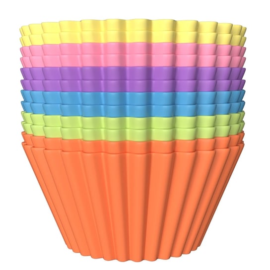12 sztuk wielokrotnego użytku kolorowe silikonowe formy do muffinek cupcake formy do pieczenia i robienia deserów i przekąsek Intirilife