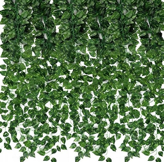 12 X Bluszcz Girlanda Zielone Listki Sztuczne 25M Bez Ząbków Inna marka