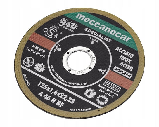 125x1,6 TARCZA DO CIĘCIA METALU NIERDZEWKI BARDZO MOCNA - MECCANOCAR Meccanocar