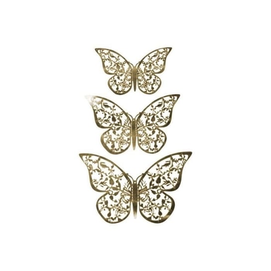 12szt. Metalowe motyle 3D, dekoracja ścienna - złoty liść Inna marka