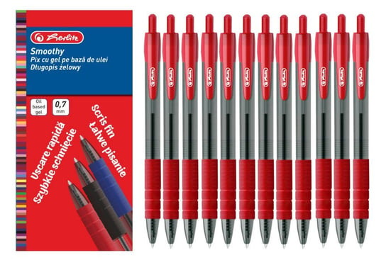 12x długopis żelowy Smoothy 0,7mm czerwony HERLITZ Herlitz