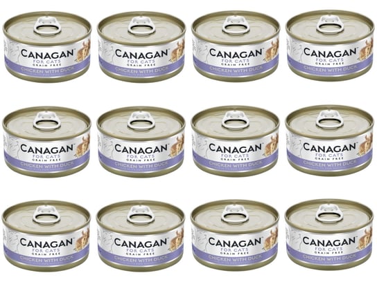 12x KARMA MOKRA DLA KOTA bezzbożowa bez cukru kurczak z kaczką Canagan Chicken Duck 75g puszka Canagan