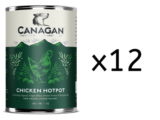 12x KARMA MOKRA DLA PSA bezzbożowa bez cukru Canagan Chicken Hotpot kurczak puszka 400g Canagan
