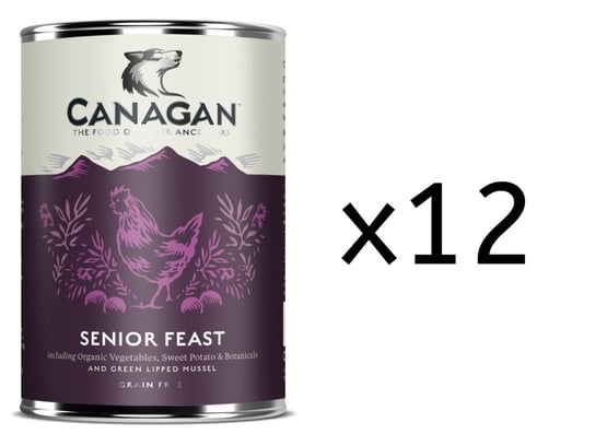 12x KARMA MOKRA DLA STARSZEGO PSA bez zbóż bez cukru Canagan Senior Feast puszka 400g Canagan