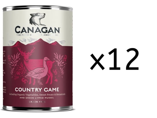12x MOKRA KARMA DLA PSA bezzbożowa bez cukru Canagan Country Game dziczyzna puszka 400g Canagan