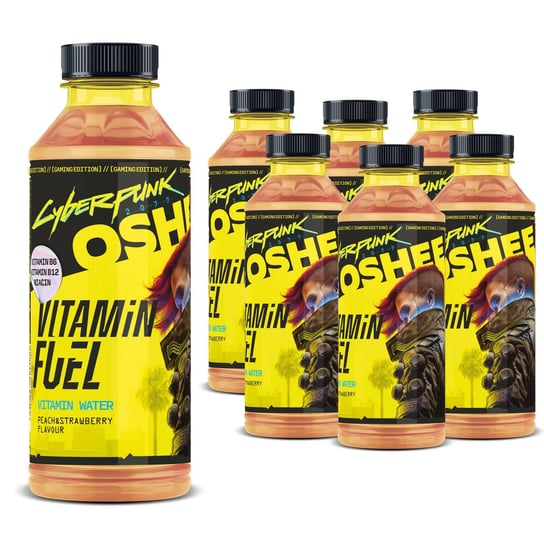 12x OSHEE Vitamin Water Cyberpunk Vitamin Fuel brzoskwinia - truskawka 555 ml Oshee