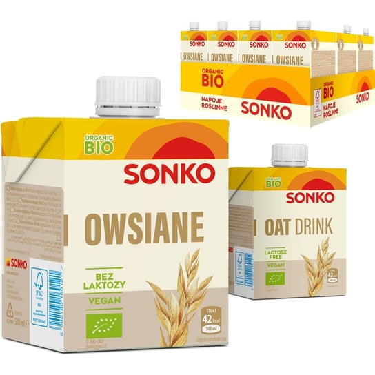 12x SONKO Owsiane Organic BIO napój roślinny 500ml Sonko