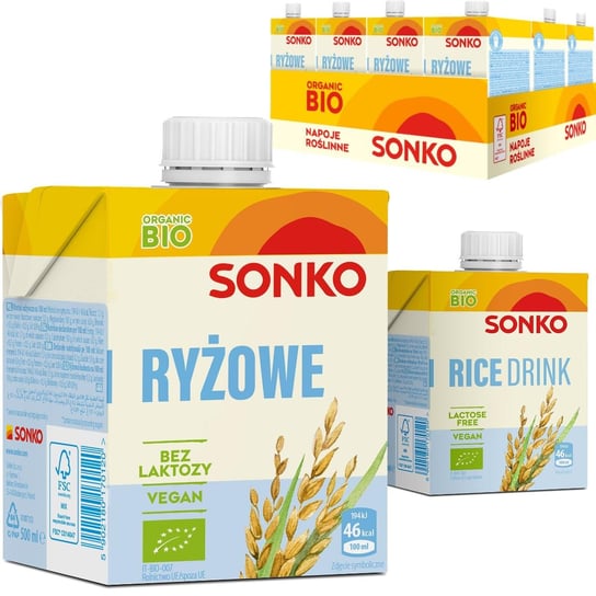 12x SONKO Ryżowe Organic BIO napój roślinny 500ml Sonko
