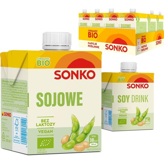 12x SONKO Sojowe Organic BIO napój roślinny 500ml Sonko