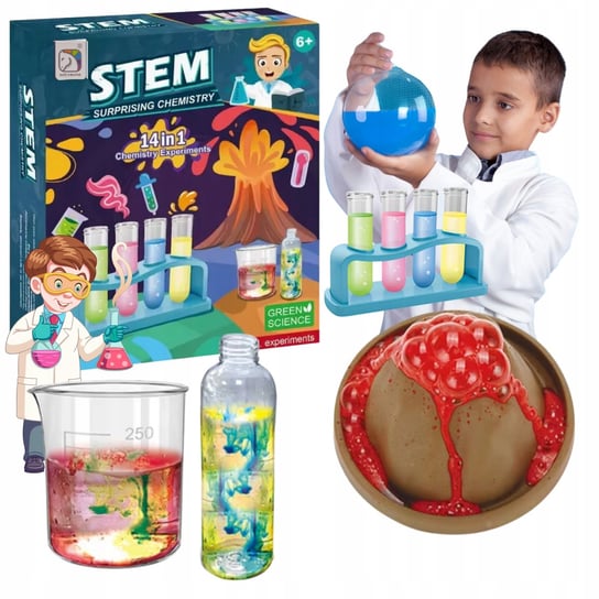 14 EKSPERYMENTÓW Naukowych Mały Chemik Zestaw Edukacyjny WYBUCHOWY Wulkan DymexShop