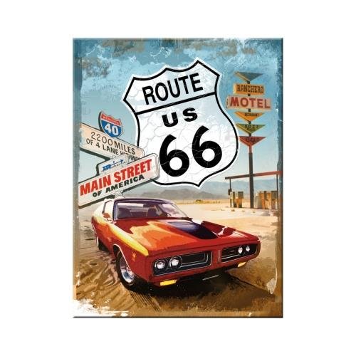 14229 Magnes Route 66 Red Car Nostalgic-Art Merchandising