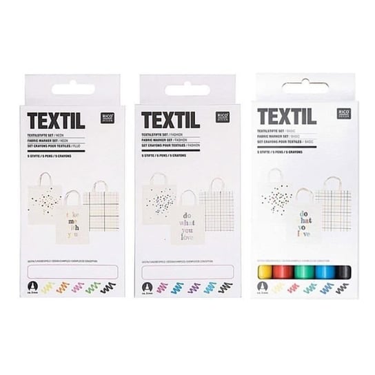 15 markerów tekstylnych - podstawowych, modowych i fluorescencyjnych Youdoit
