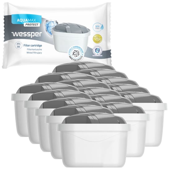 15X Wessper Aquamax Protect Filtr/Wkład Wody Do Dzbanków: Brita, Aquaphor, Wessper, Dafi (Zamiennik) Wessper