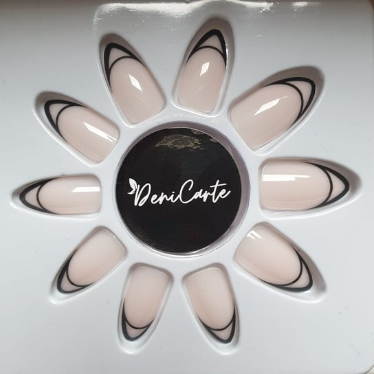 Paznokcie Sztuczne Tipsy Black French Nude Z Klejem 24szt | Sklep EMPIK.COM