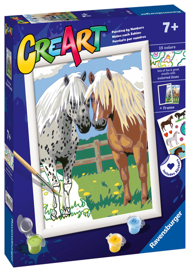 Peinture Par Numéros Chat Et Chien 13x18 Cm - Kit Créatif Enfant Dès 7 Ans Ravensburger CreArt Kids