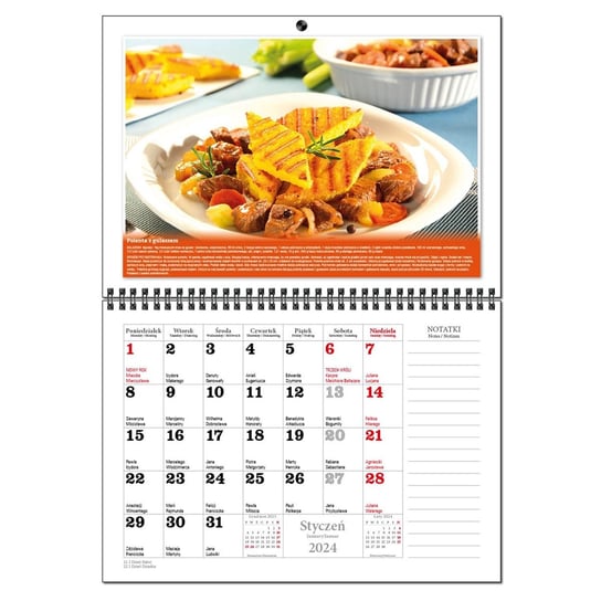 Kalendarz Miesięczny 2024 29x41 Cm Terminarz ścienny Tradycyjna Kuchnia Ev Corp Sklep 8397