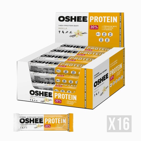 16x OSHEE Baton proteinowy waniliowy 45 g Oshee