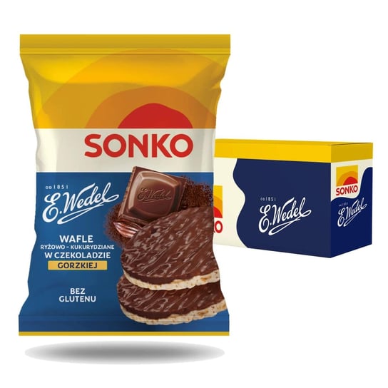 16x SONKO Wafle ryżowo-kukurydziane w czekoladzie gorzkiej E.Wedel 30g Inna marka