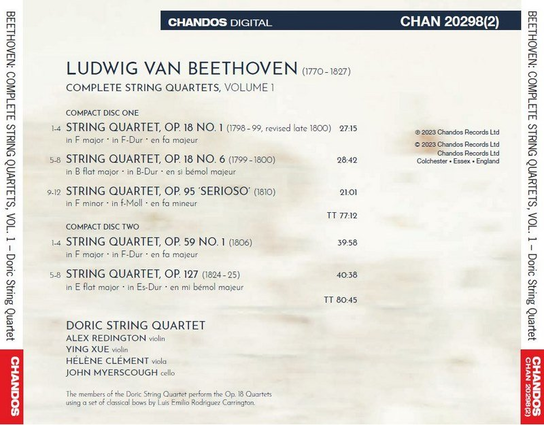Beethoven String Quartets Volume 1 Doric String Quartet Muzyka Beethoven String Quartets Volume 1 Doric String Quartet Muzyka