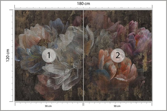 Fototapeta Ścienna ABSTRAKCYJNE Kwiaty Peonie Piwonie Beton Mur 180cm x 120cm Muralo Sklep