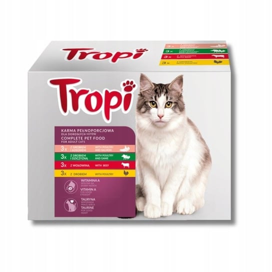 Karma dla kota Tropi mix smaków 100 g (12 sztuk) x 4 opakowana