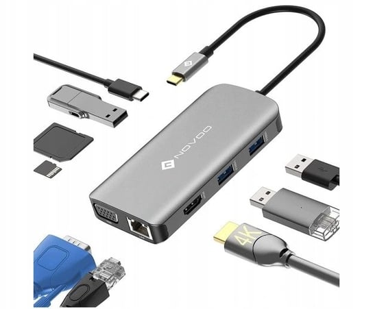 Novoo Przej Ci Wka Usb C Na Usb Hdmi Rj Vga Hub In Novoo